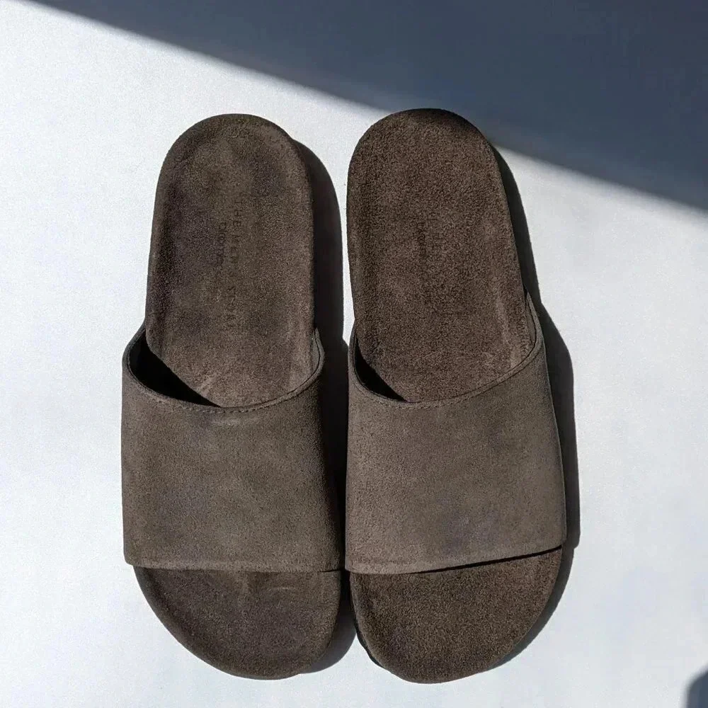 NWT The Men's Store Bloomingdale's Slide Grey Suede Sandals Size 7 (MSRP $145)